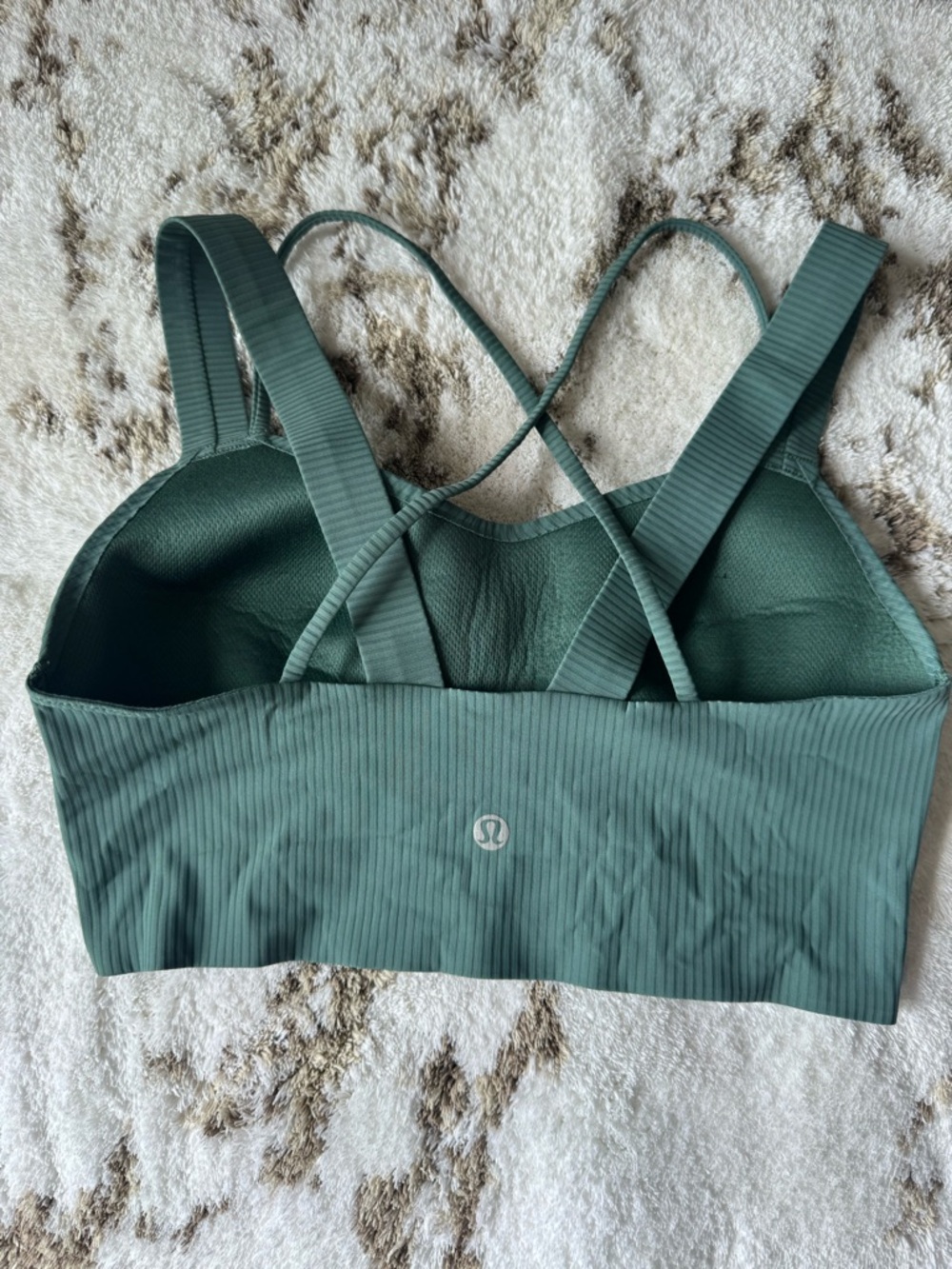Lululemon Double-Strap Ribbed like a cloud sports bra in green. - Picture 3 of 3